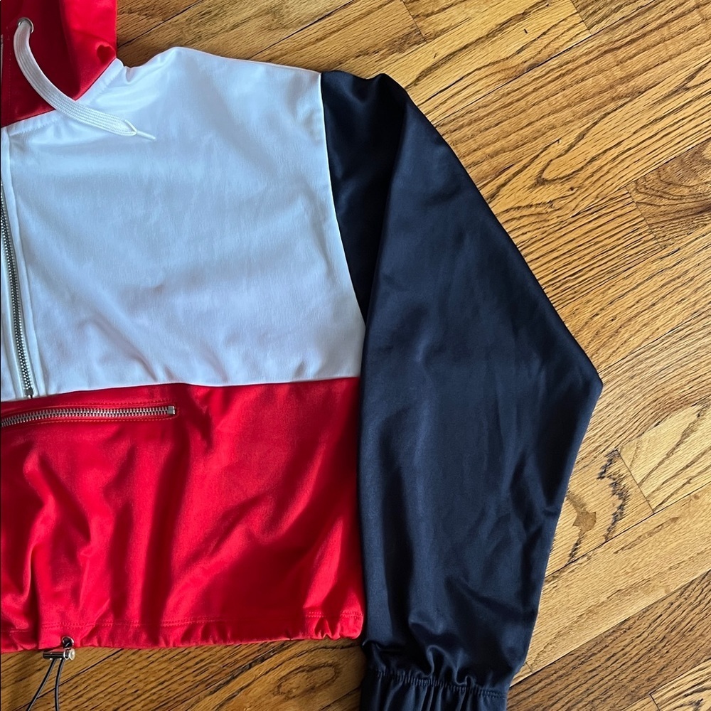 Forever 21 Red, White & Black Colorblock Zip Hoodie - Picture 4 of 5